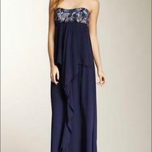 Nicole Miller Blue Thistle Beaded Strapless Gown